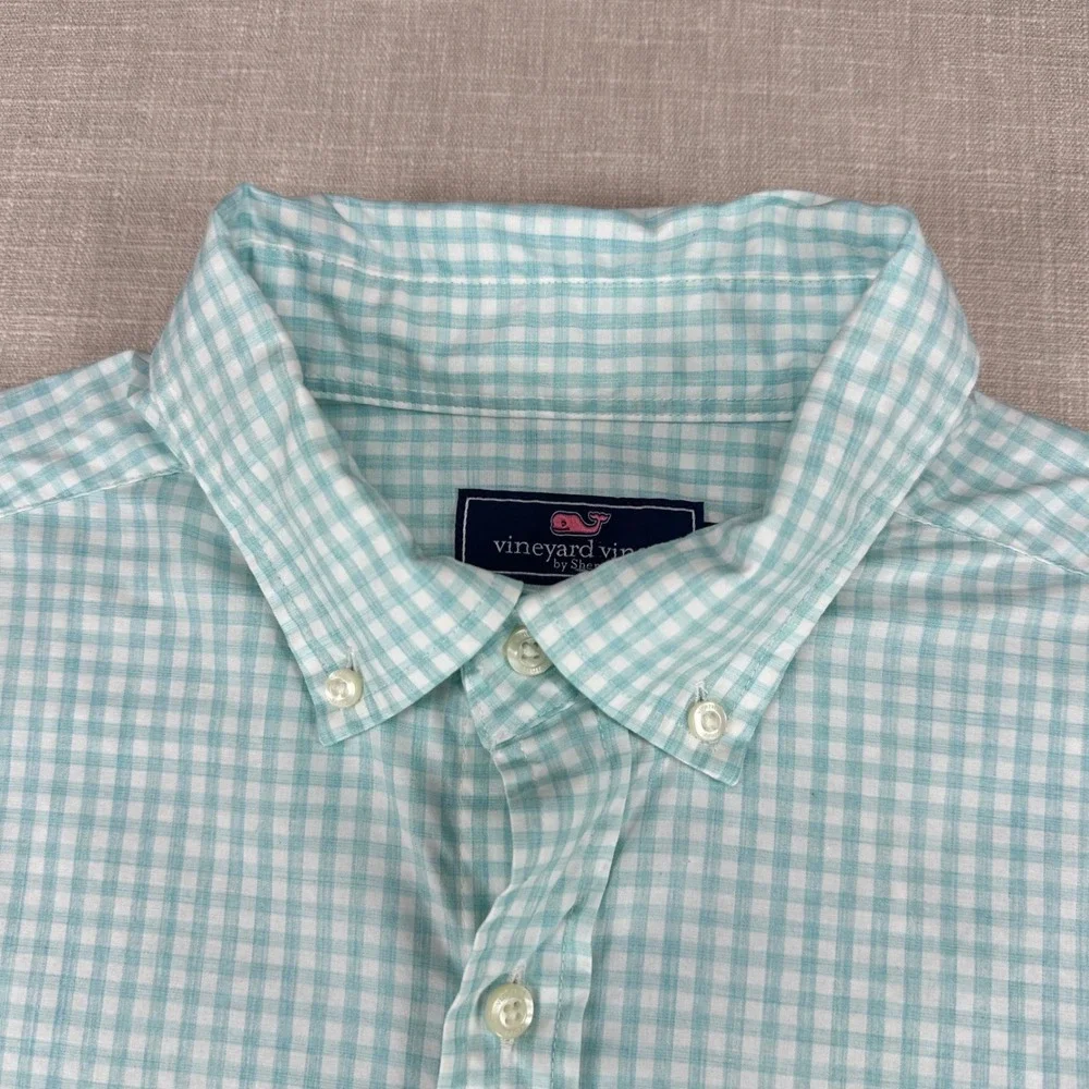 Vineyard Vines Tucker Shirt Mens M Blue Gingham Classic Fit Cotton Stretch - Picture 4 of 14